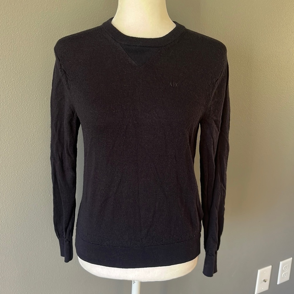 Armani Exchange Dark Navy Blue Wool Sweater